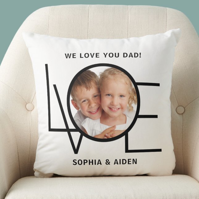 Custom Photo We Love You Dad Father's Day Throw Pillow (Creator Uploaded)