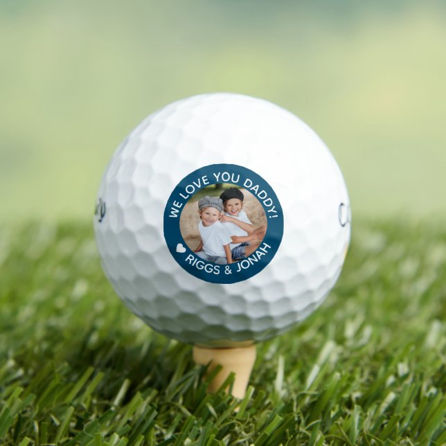 Custom Photo We Love You Daddy Father's Day Golf Balls (Insitu Tee)