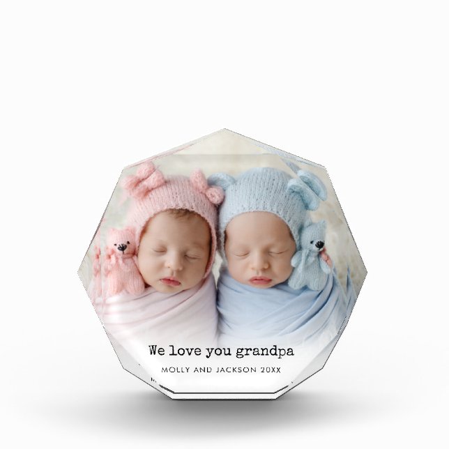 Custom Photo We Love You Grandpa Names Year Block (Front)