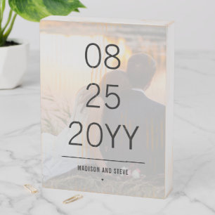 Custom Photo Wedding Anniversary Date Elegant Wooden Box Sign