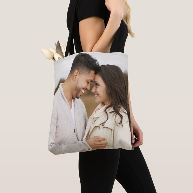 Custom Photo Wedding Bridal Personalized  Tote Bag (Close Up)