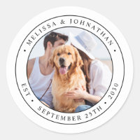 Custom Photo Wedding Classic Round Sticker