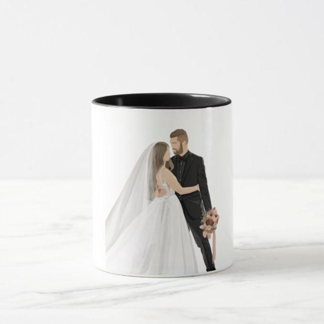 Custom Photo Wedding Coffee Mug - Elegant Bridesma (Center)