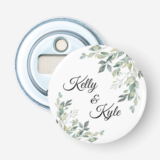 Custom Photo Wedding Engagement Rustic Napkin Squa Bottle Opener (Front)