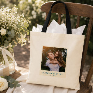 Custom Photo Wedding Favor Bride & Groom Welcome Tote Bag