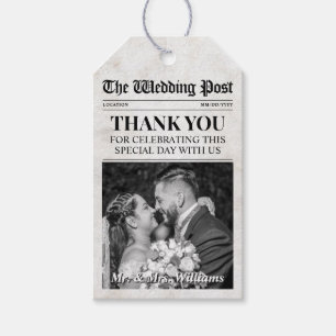 Custom Photo Wedding Favor Tags, Wedding Newspaper Gift Tags