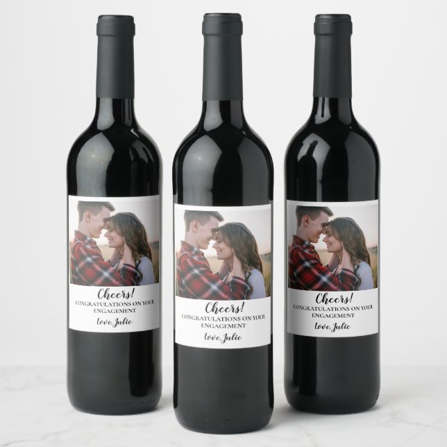  Custom Photo Wedding Favors engagement  Wine Label (Bottles)