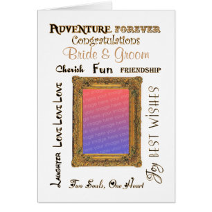 Custom Photo Wedding Gold Frame Congratulations Cards