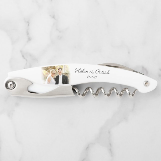 Custom Photo Wedding Groomsman Favor Waiter's Corkscrew (Front)