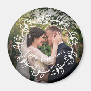 Custom Photo Wedding Happy Anniversary Magnet