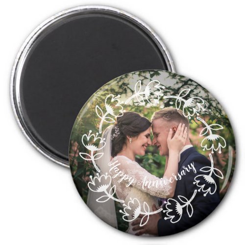 Custom Photo Wedding Happy Anniversary Magnet