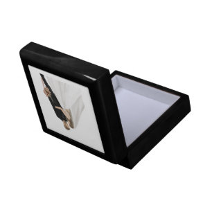 Custom Photo Wedding Keepsake Box - Elegant Black 