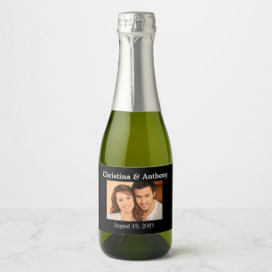 Custom Photo Wedding Mini Sparkling Wine Favor Lab Label