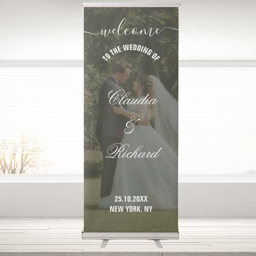 Custom Photo Wedding Modern Retractable Banner