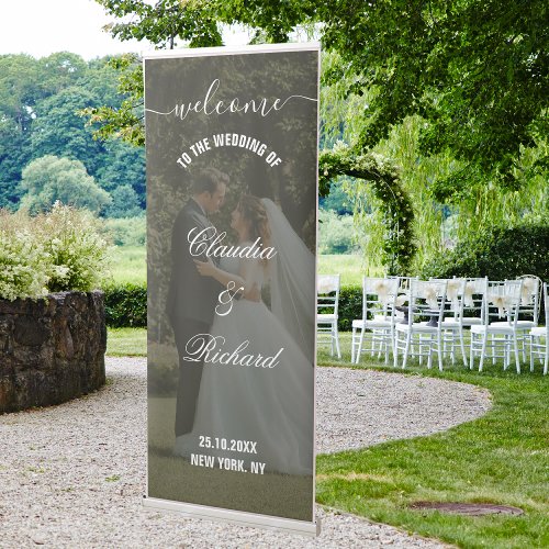 Custom Photo Wedding Modern Retractable Banner