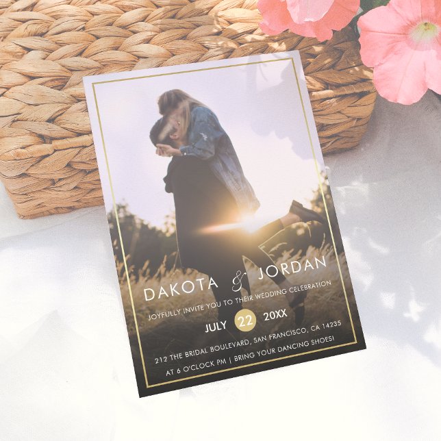 Custom Photo Wedding | Modern Typography & Gold Magnetic Invitation (Creator Uploaded)