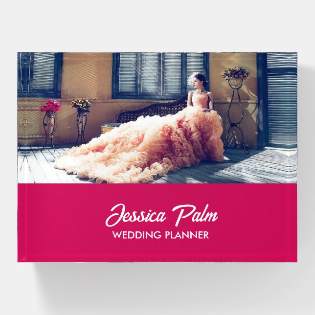 Custom photo wedding pink paperweight (Front)