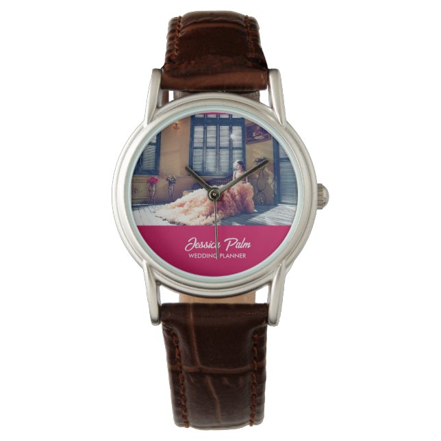 Custom photo wedding pink watch (Front)