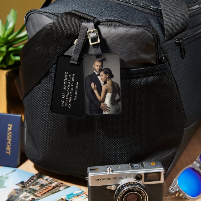 Custom Photo Wedding Portrait Honeymoon Luggage Tag (Front & Back)