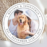 Custom Photo Wedding Round Paper Coaster<br><div class="desc">Add the finishing touch to your wedding with these cute custom photo coasters . Perfect for your wedding after party and reception, and as wedding favor coasters for your guests. Customize these photo wedding coasters with your favorite wedding photo, dog of honors photo, or your newlywed photo with your dog,...</div>