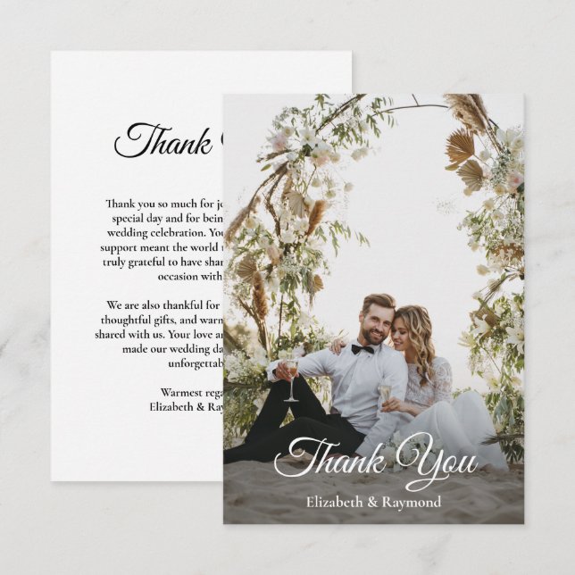 Custom Photo Wedding  Thank You Card (Front/Back)