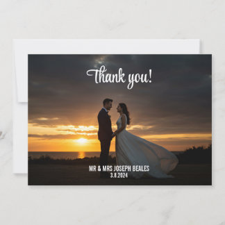 Custom Photo Wedding Thank You Card, Flat Invitation