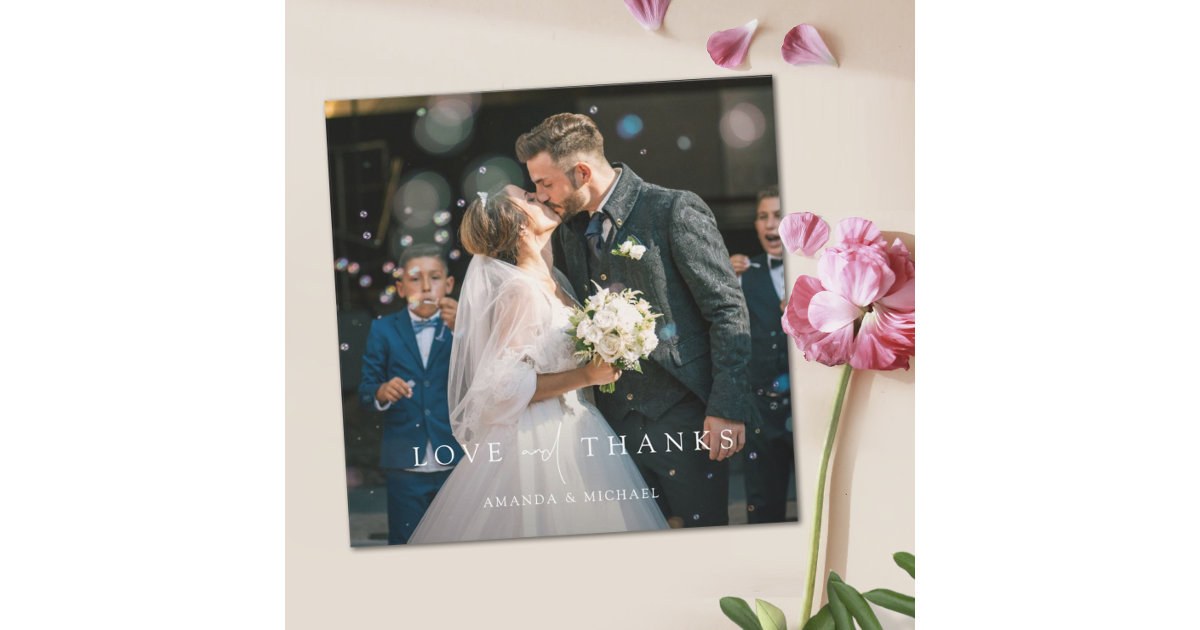 Custom Photo Wedding Thank You Card Template | Zazzle