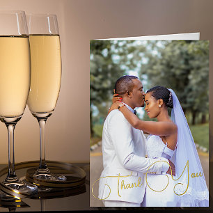 Custom Photo Wedding Thank You Foil Greeting Card