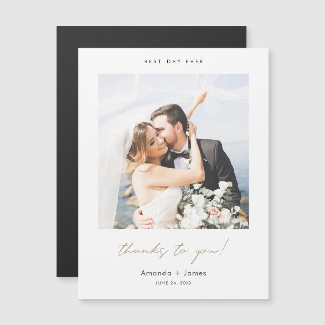 Custom Photo Wedding Thank You Magnet Template (Front/Back)