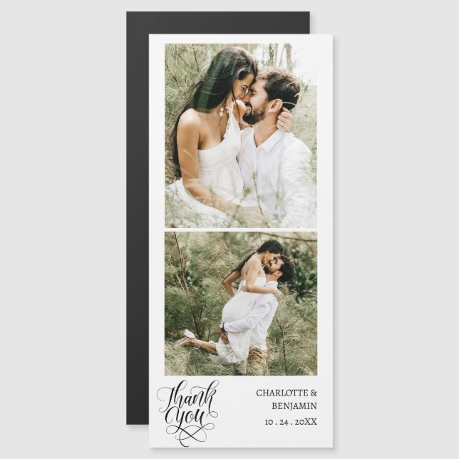Custom Photo Wedding Thank You Magnetic Card (Front/Back)