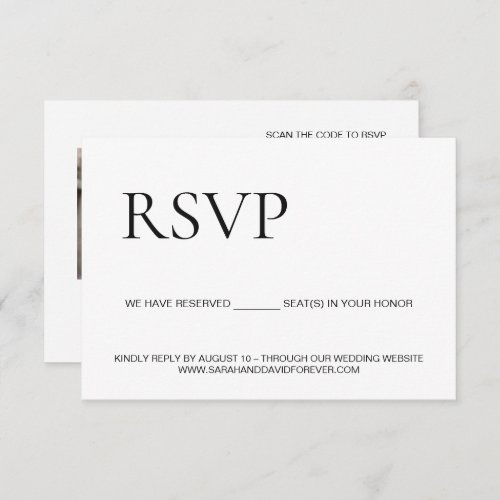 Custom Photo Wedding website QR code SEAT reserved RSVP Card