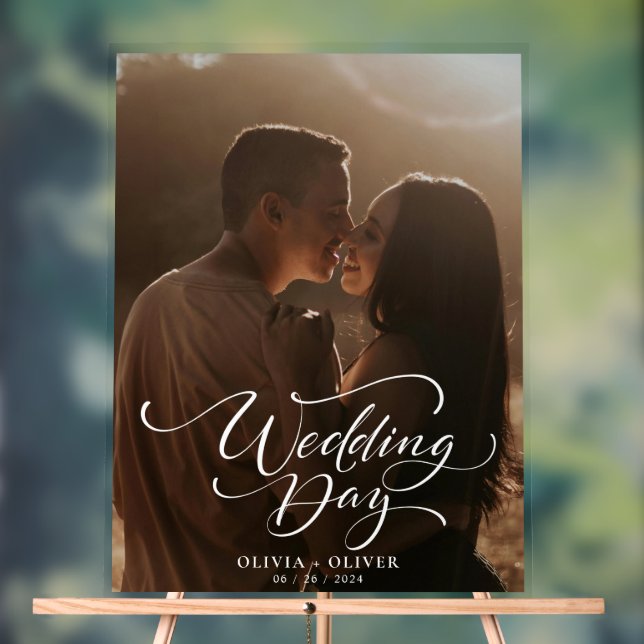 Custom photo wedding welcome acrylic sign (Neutral)