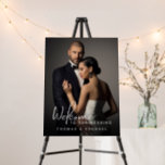 Custom Photo Wedding Welcome Foam Board<br><div class="desc">This custom photo wedding welcome sign features a photo template for uploading your desired photo in place of the sample image shown. Modern handwritten script spells out the word "Welcome" in bold style. Personalize the bride and groom's names for a wedding welcome sign that is uniquely yours. This sign may...</div>