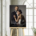 Custom Photo Wedding Welcome Foam Board<br><div class="desc">This custom photo wedding welcome sign features a photo template for uploading your desired photo in place of the sample image shown. Modern handwritten script spells out the word "Welcome" in bold style. Personalize the bride and groom's names for a wedding welcome sign that is uniquely yours. This sign may...</div>