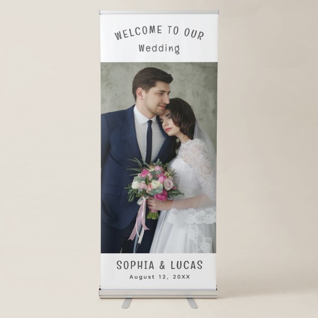 Custom Photo Wedding Welcome Retractable Banner (Front)