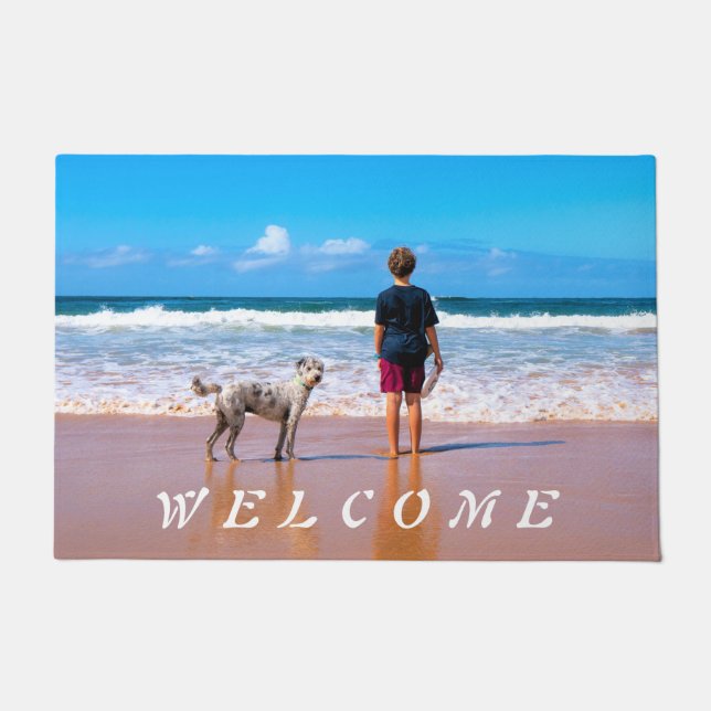 Custom Photo Welcome Doormat with Your Pets Photos (Front)