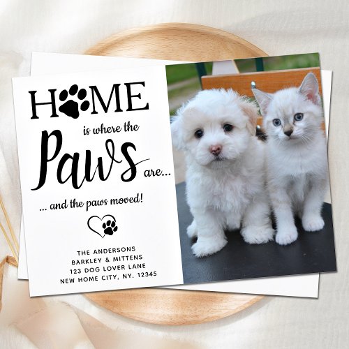 Custom Photo Weve Moved Paws Cat Dog Pet Moving Announcement