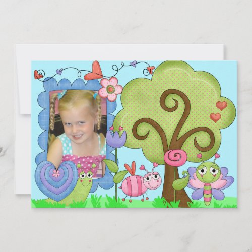 Custom Photo Whimsical Bug Birthday Invitation