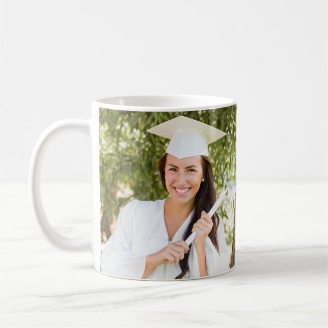 Custom Photo White Black Graduation Keepsake Coffee Mug (Left)