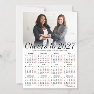 Custom Photo White Calendar 2027 Magnetic Card