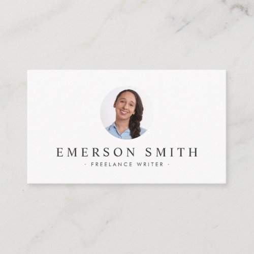 Custom photo white modern minimalist business card