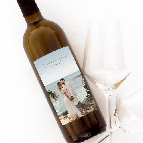 Custom Photo Wine Bottle Label Birthday Wedding