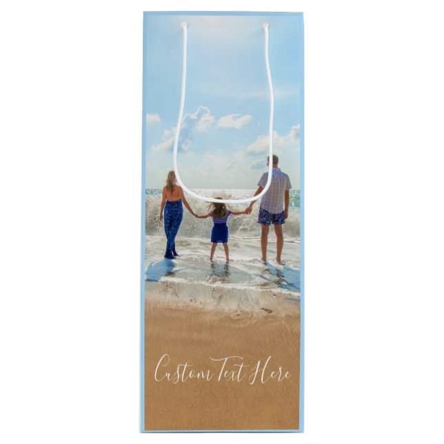 Custom Photo Wine Gift Bag Your Photos and Text (Front)