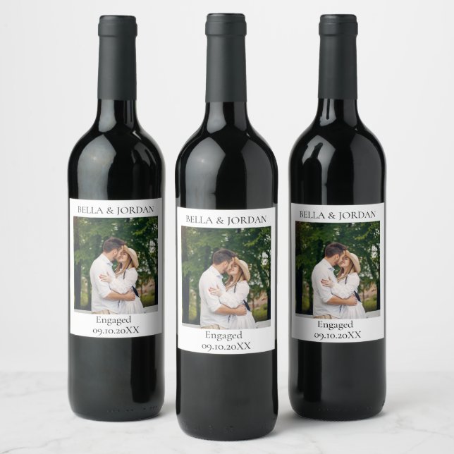 Custom Photo Wine Label Personalized Engagement (Bottles)