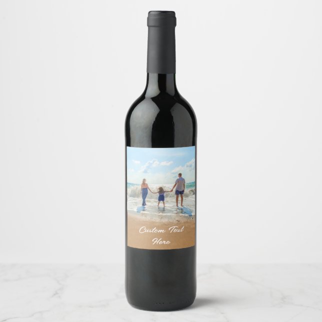 Custom Photo Wine Label Your Favorite Photos Text (Front)
