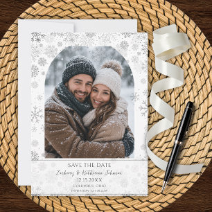 Custom Photo Winter Wedding Save the Date Invitation