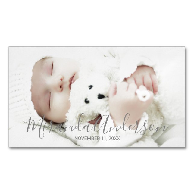 Custom Photo with Custom Name and Text Business Card Magnet (Front)