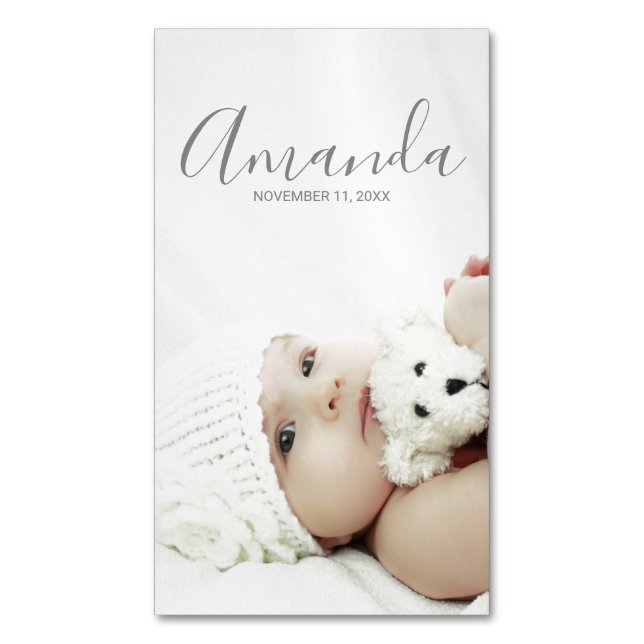 Custom Photo with Custom Name and Text Business Card Magnet (Front Vertical)