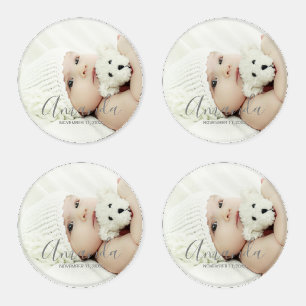 Custom Photo with Custom Name and Text Coaster Set