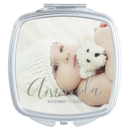 Custom Photo with Custom Name and Text Compact Mirror